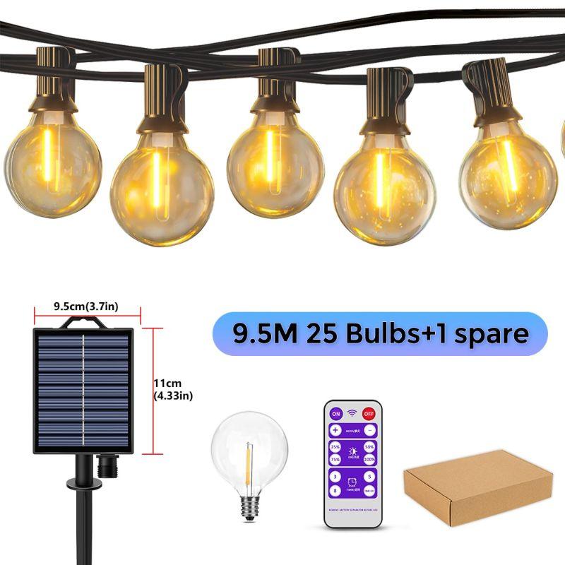 G40 Solar String Lights Outdoor – Waterproof LED Patio Lighting-Solar Wind LED Chime