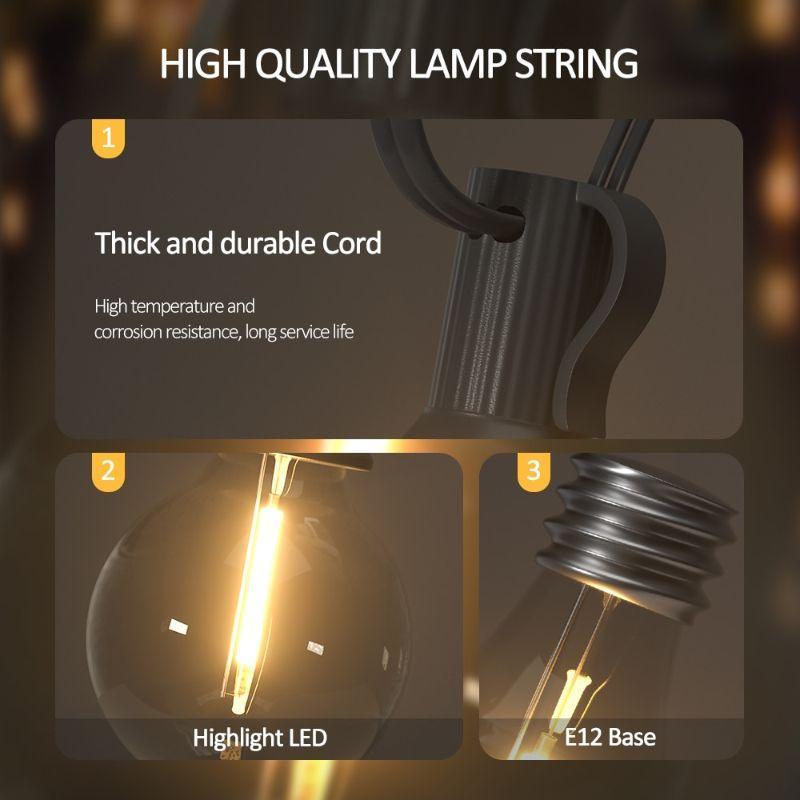 G40 Solar String Lights Outdoor – Waterproof LED Patio Lighting-Solar Wind LED Chime