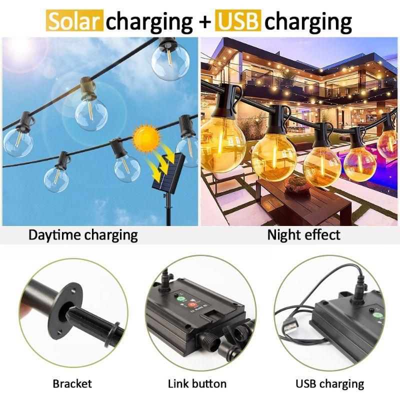 Solar String Lights Outdoor G40 - Durable LED Patio Lighting-Solar Wind LED Chime