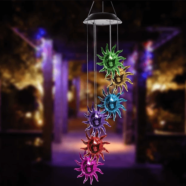 Solar Sunflower Wind Chimes LED Lights - Indoor And Outdoor Decor-Solar Wind LED Chime