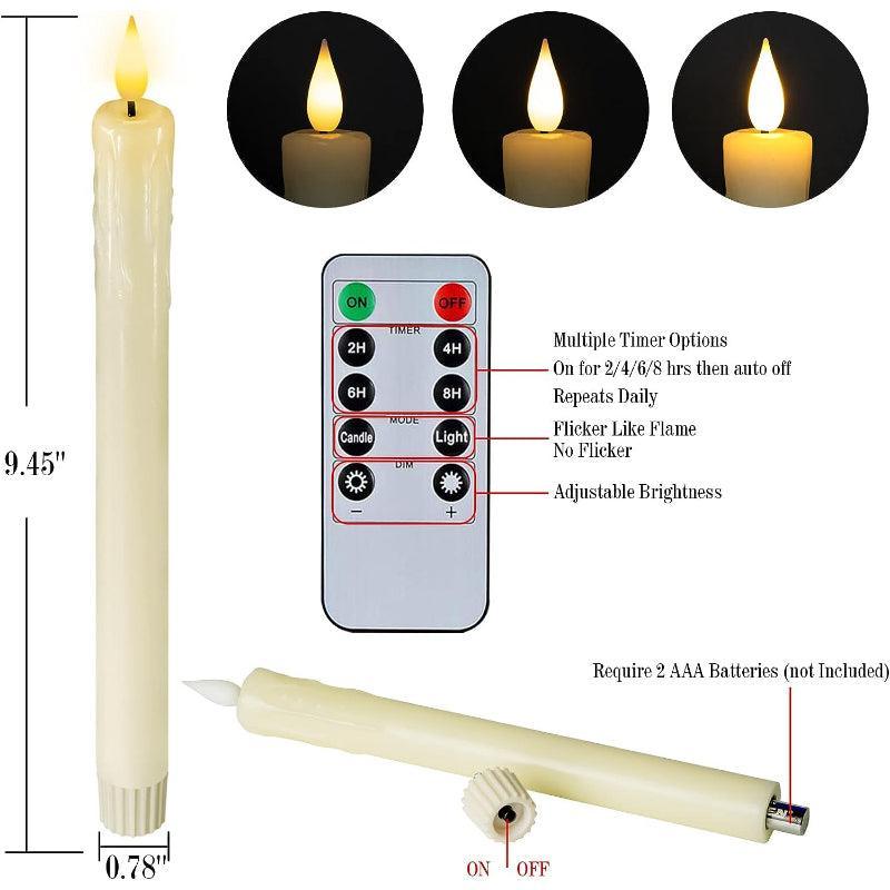 Taper Candles Remote Timer - LED Battery Operated Candles-Solar Wind LED Chime