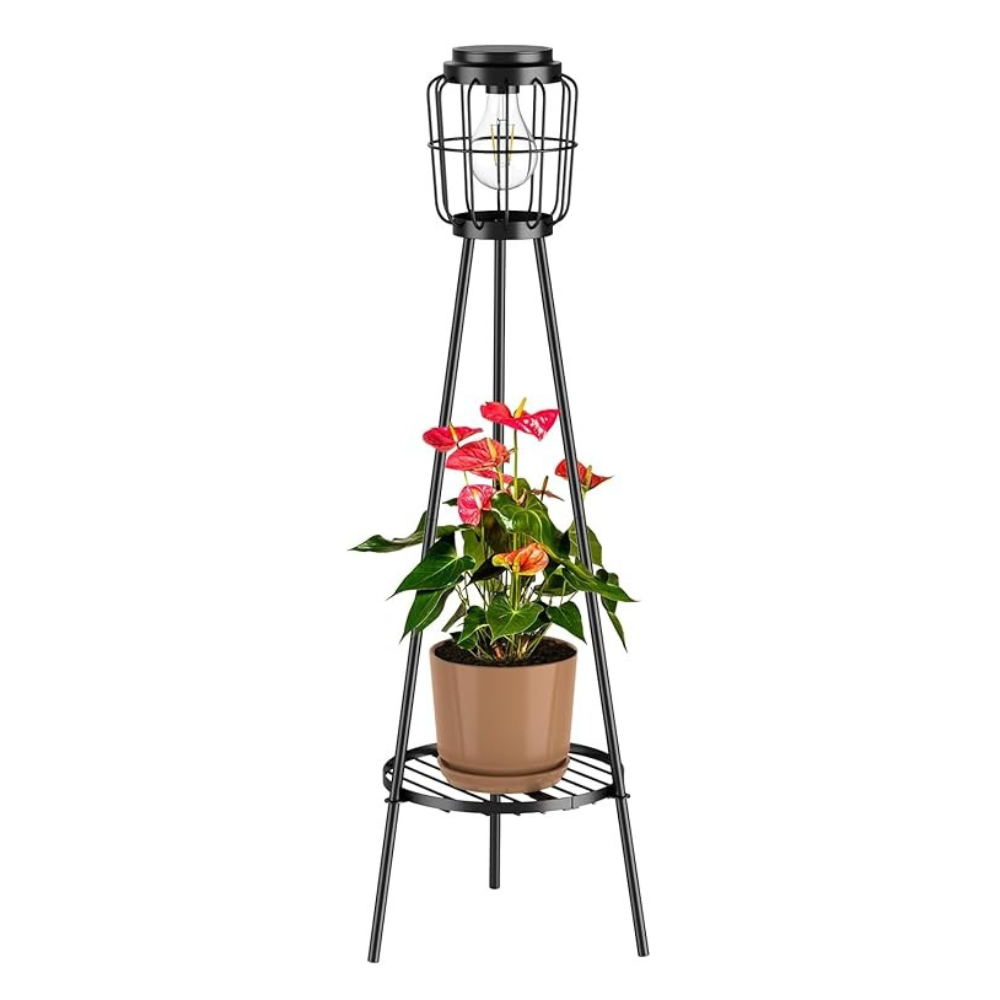 Waterproof Solar Lights With Plant Stand For Patio and Garden Decor