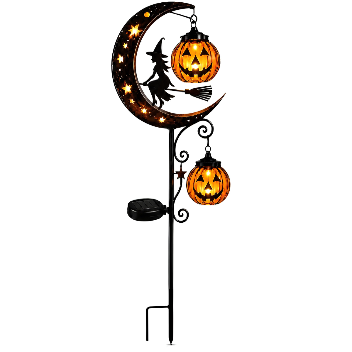 Solar Halloween Garden Lantern Pumpkin Stake Lights For Pathway Decor 