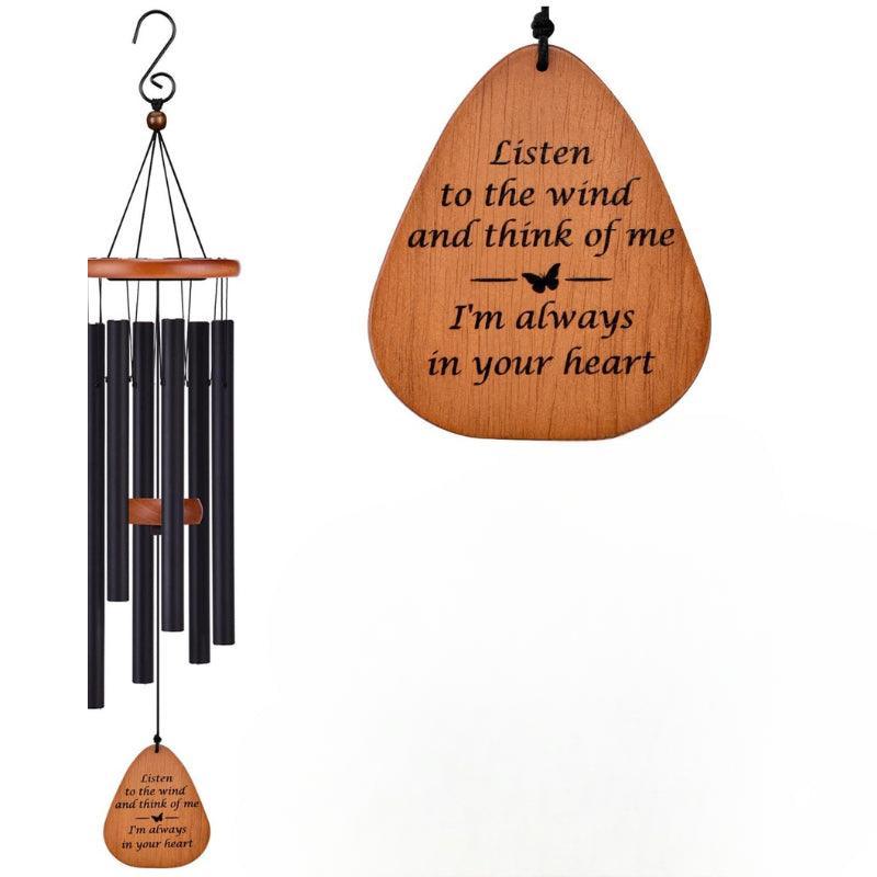Outdoor Hanging Wind Chime - With Wooden Pendulum-Solar Wind LED Chime
