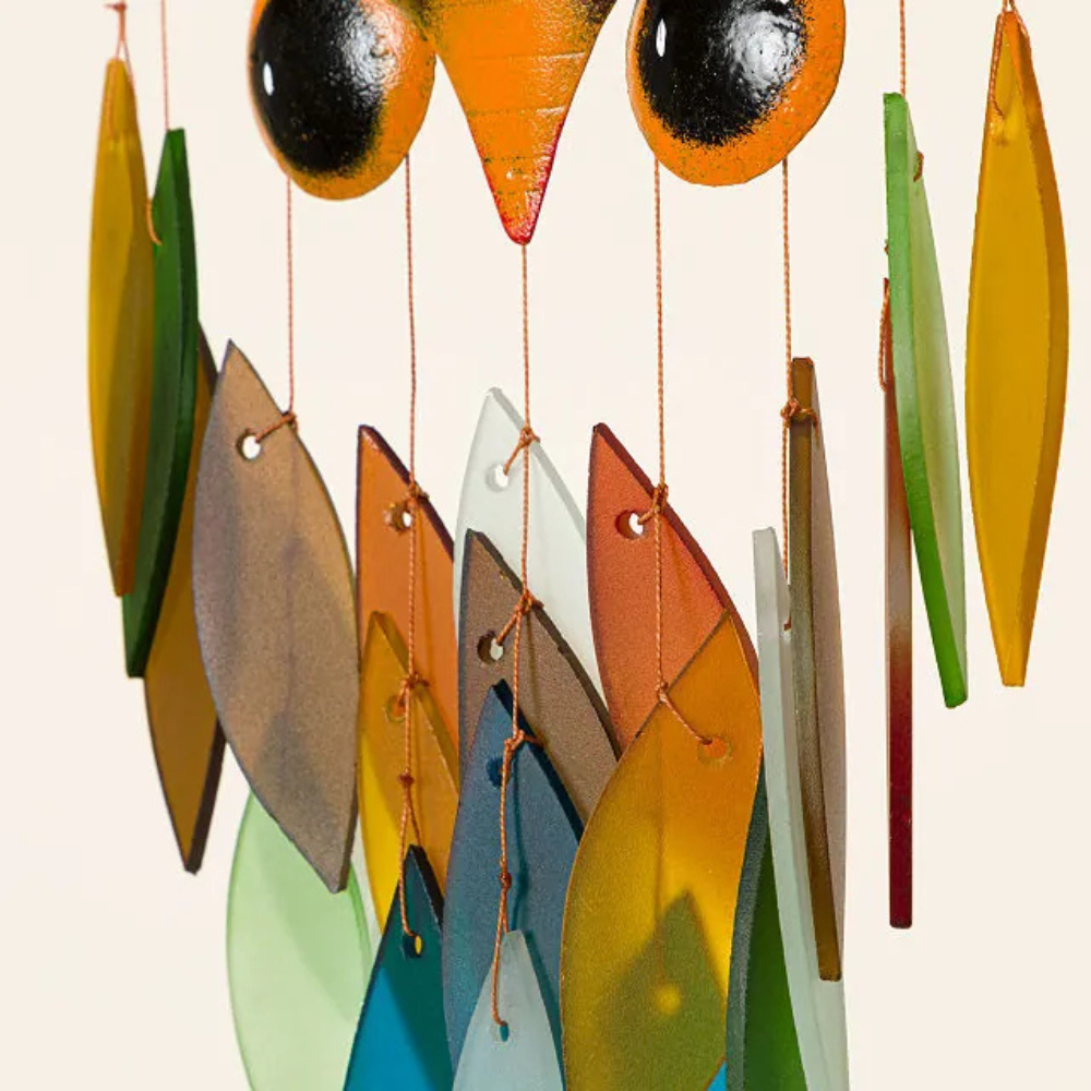 Hanging Owl Wind Chime For Garden With Artful Sound-Solar Wind LED Chime