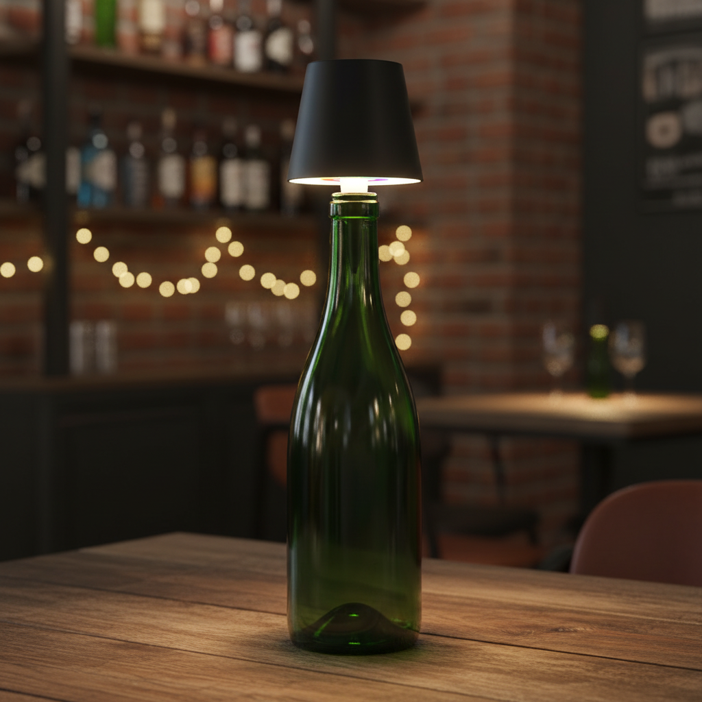 Wireless Bottle Lamp Metal Wine Bottle Light With 3 Color Light Dimming