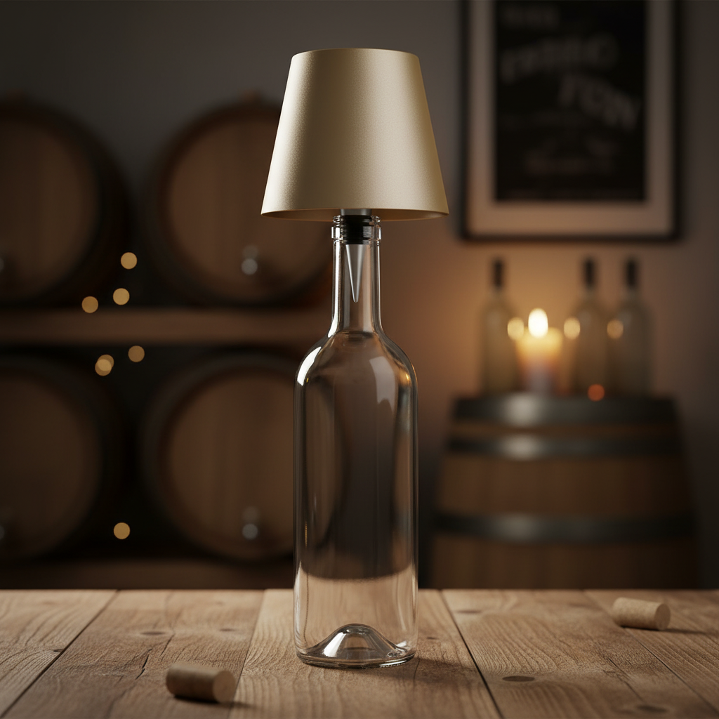 Wireless Bottle Lamp Metal Wine Bottle Light With 3 Color Light Dimming