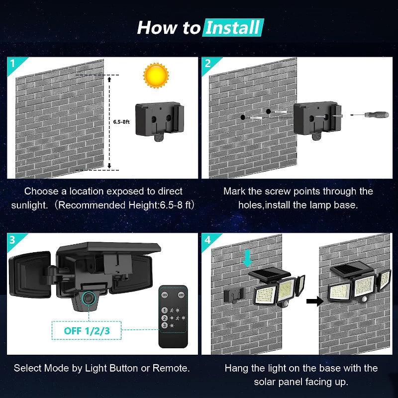 Angle Flood Wall Lights - Durable Waterproof LED Lighting-Solar Wind LED Chime