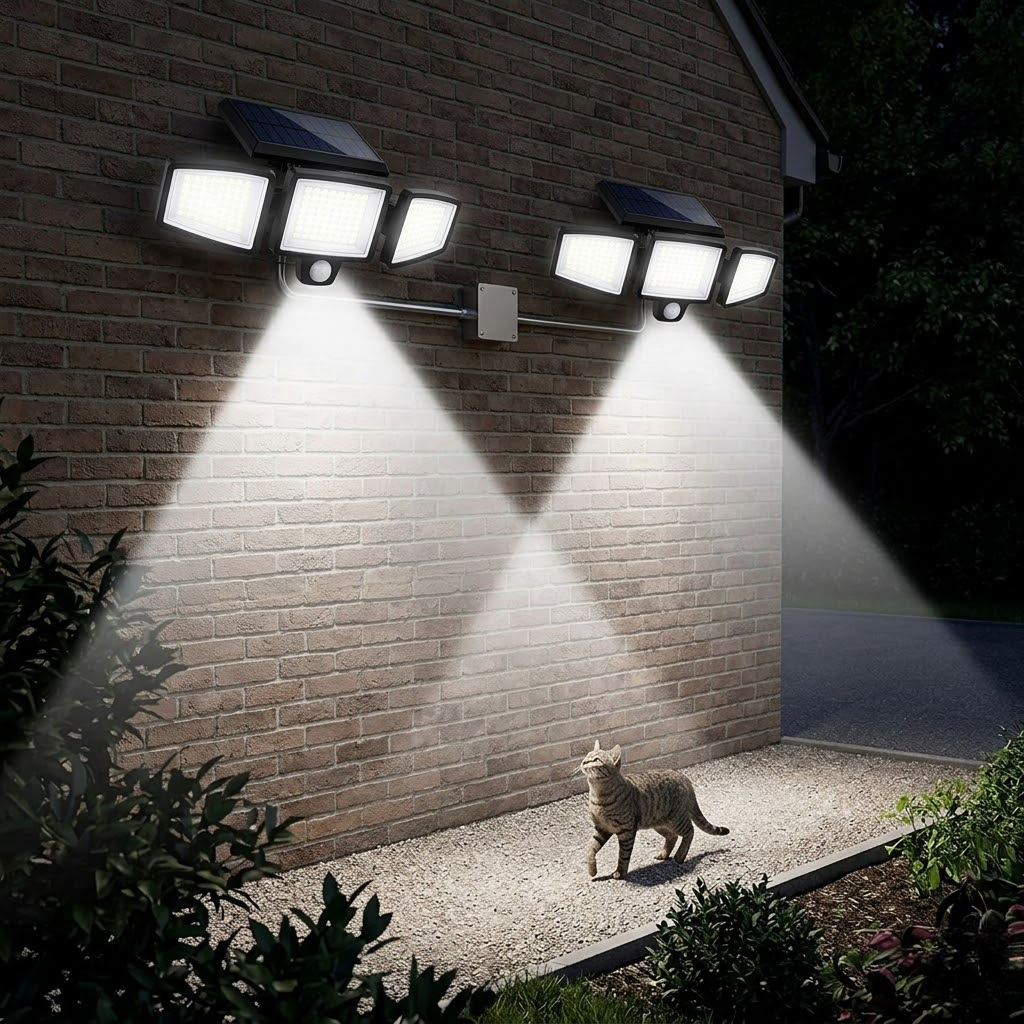 Solar Security Lights Outdoor 2500LM 210 LED Motion Sensor Flood Lights With Remote