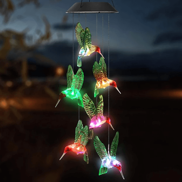 LED Hummingbird Solar Wind Chime – Color Changing Outdoor Decor-Solar Wind LED Chime