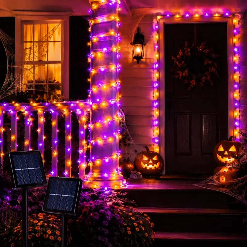 Pack Of 2 Halloween Solar LED String Lights Set With 8 Lighting Modes