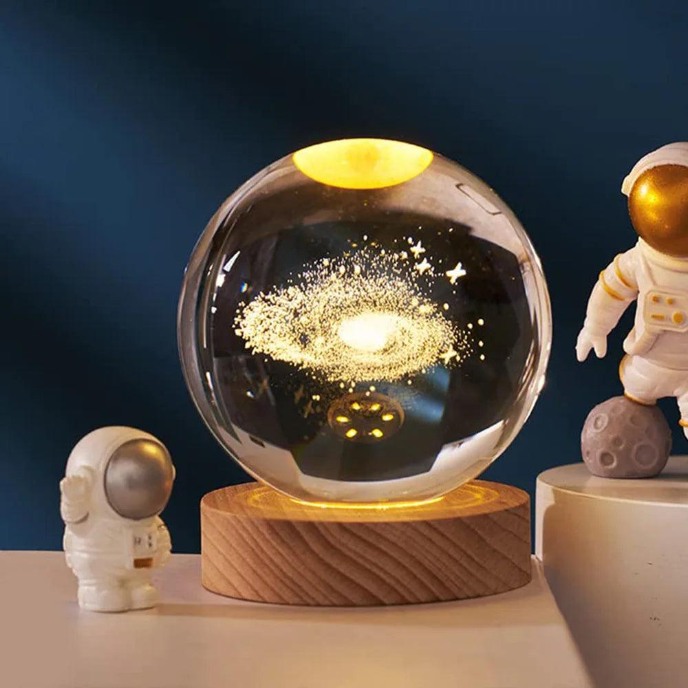 Glowing Planetary Crystal Ball – Elegant LED Night Light-Solar Wind LED Chime