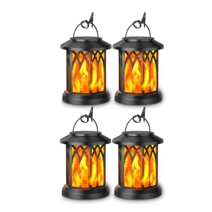 Solar Lantern Outdoor Lights 4 Pack Flickering Flame Decorative