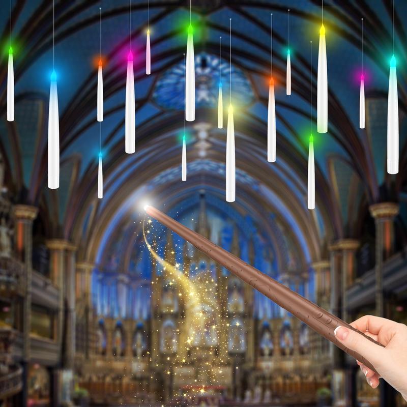 Flameless Flickering Hanging Halloween LED Candles Set With Magic Wand Remote For Holiday Decor