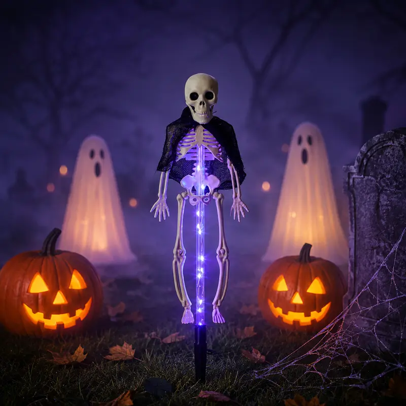 Pack Of 2 Halloween Themed Solar LED Stake Lights Set For Lawn And Porch Decor