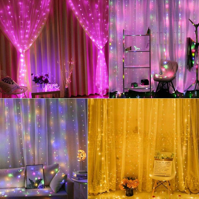 Curtain Lights String – Warm White LED Fairy Lights-Solar Wind LED Chime