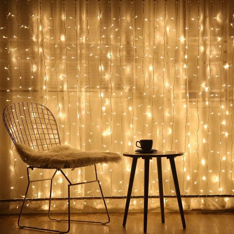 Warm Glow Curtain Lights — Solar Wind LED Chime