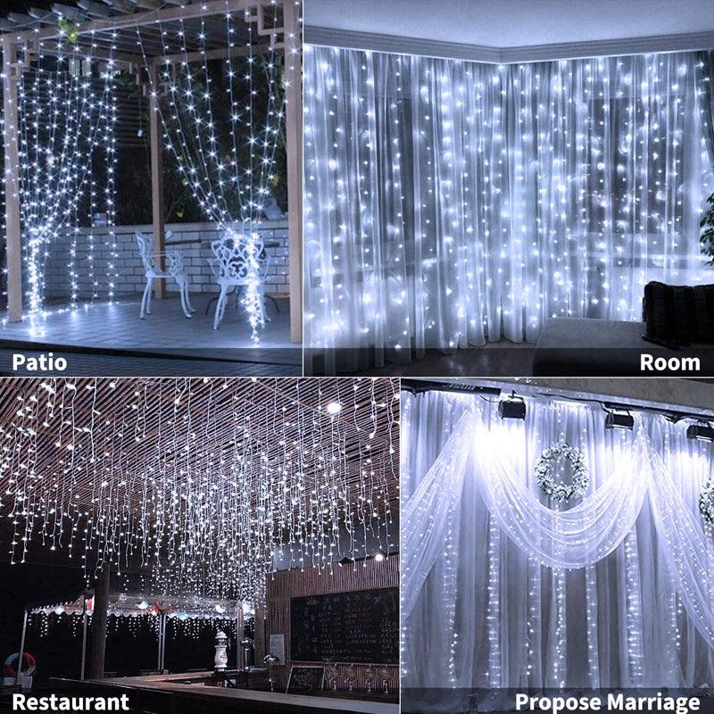 Curtain Lights String – Warm White LED Fairy Lights-Solar Wind LED Chime