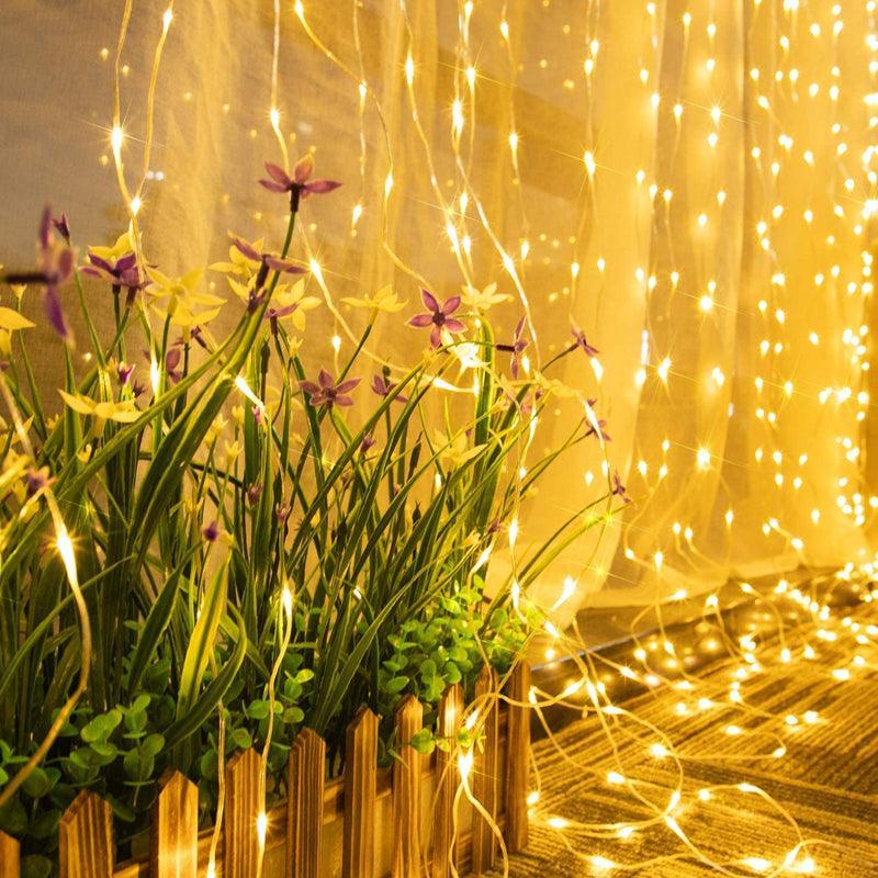 Curtain Lights String – Warm White LED Fairy Lights-Solar Wind LED Chime