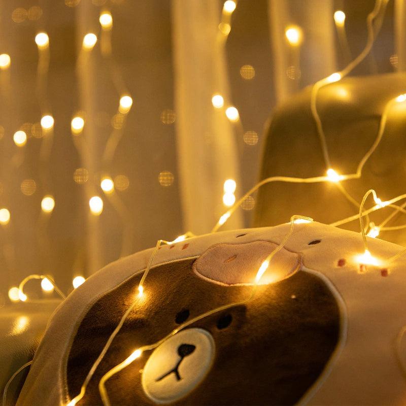 Curtain Lights String – Warm White LED Fairy Lights-Solar Wind LED Chime