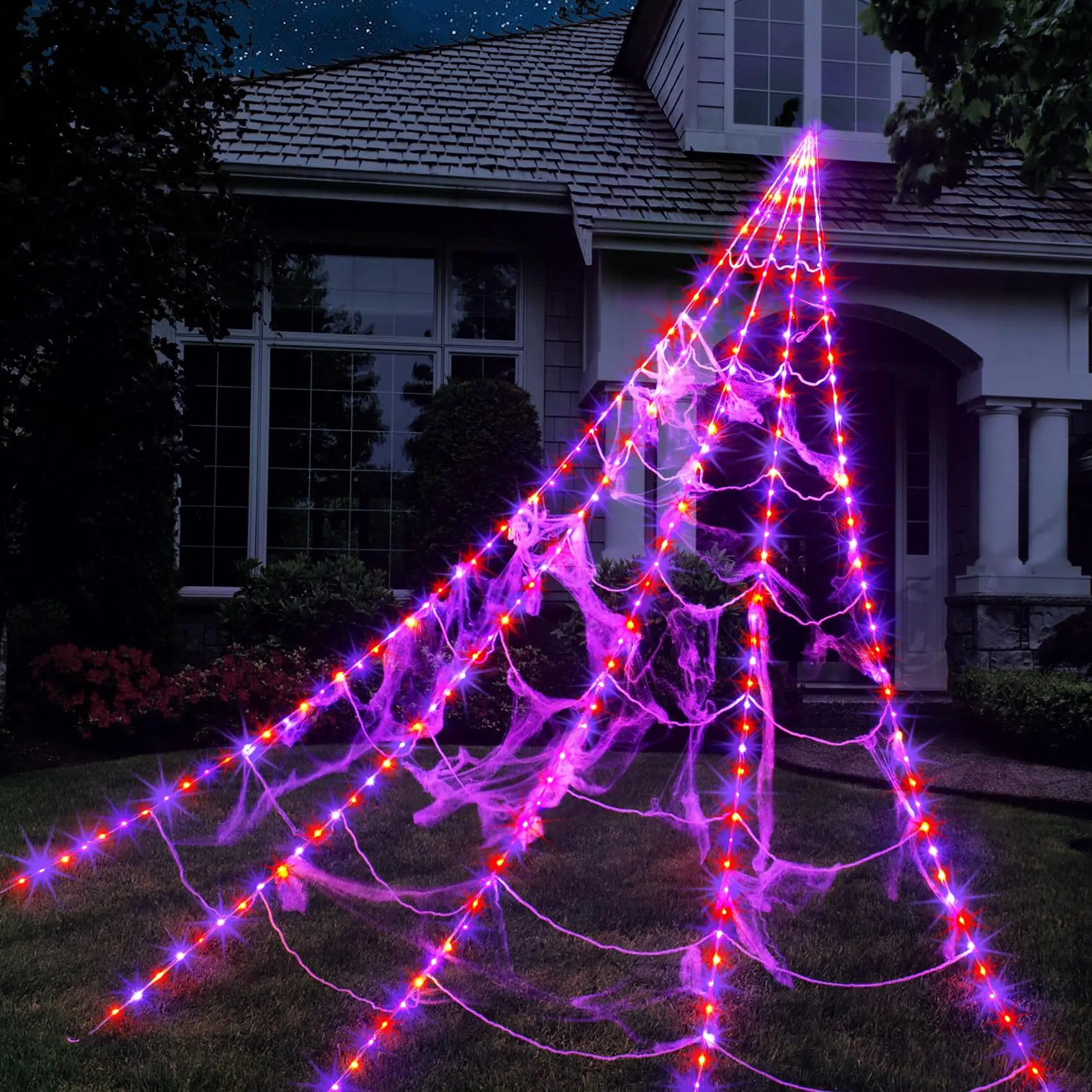 Halloween Themed Spider Web LED Lights With 8 Lighting Modes And Remote Control