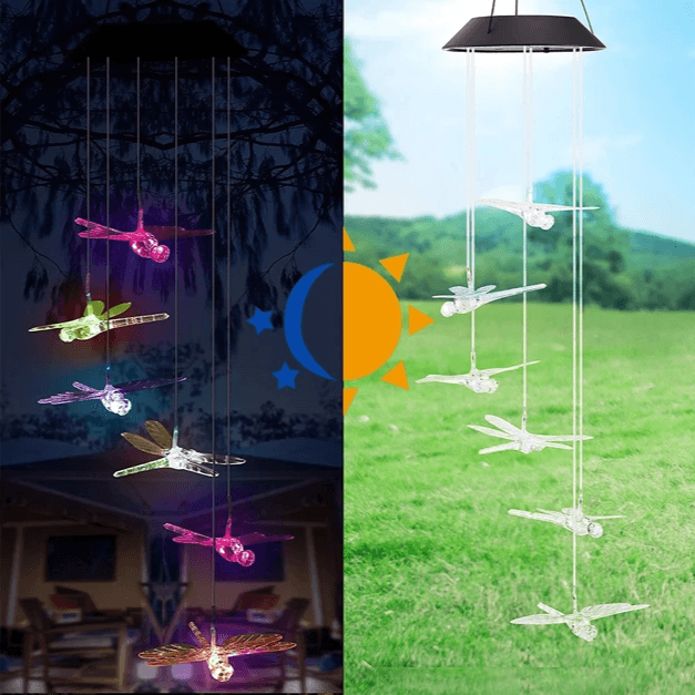 Dragonfly Wind Chime – Weatherproof Outdoor Decoration-Solar Wind LED Chime