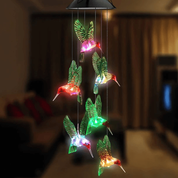 LED Hummingbird Solar Wind Chime – Color Changing Outdoor Decor-Solar Wind LED Chime
