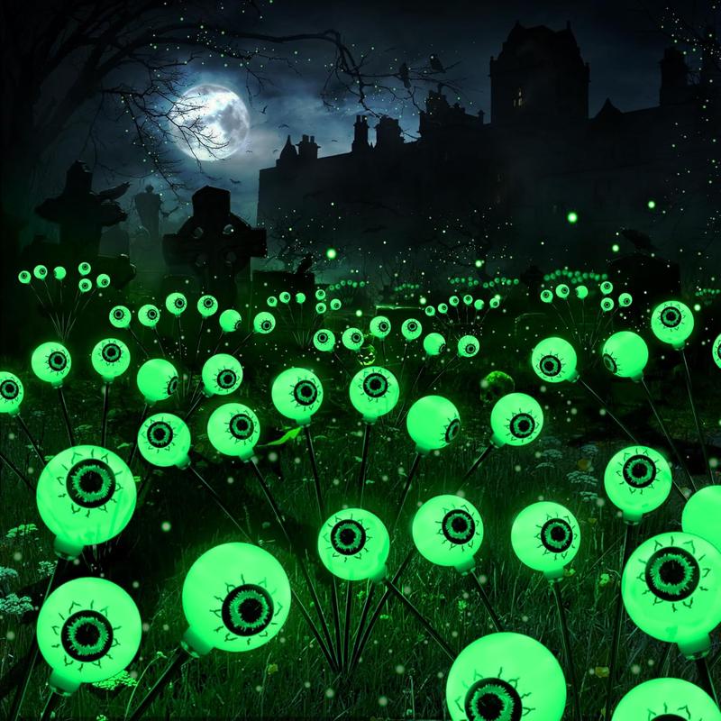 Halloween Themed 12 LED Solar Eyeball Lights Set With 2 Lighting Modes