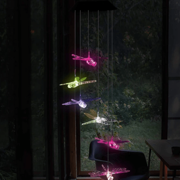 Dragonfly Wind Chime – Weatherproof Outdoor Decoration-Solar Wind LED Chime