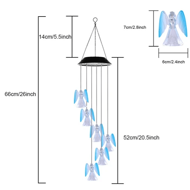 Lucky Angel Solar Chime – Color Changing Outdoor Wind Chime-Solar Wind LED Chime