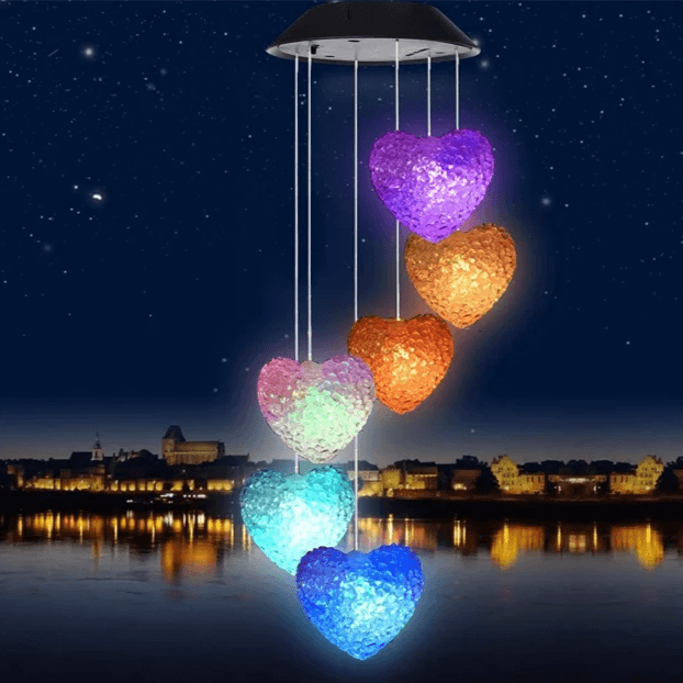 Heart Wind Chime – Solar LED Color Changing Outdoor Decor-Solar Wind LED Chime