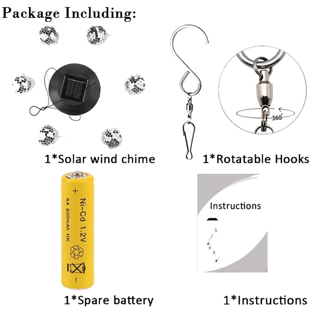 Mirror Ball Wind Chime  – Solar LED Garden Decoration-Solar Wind LED Chime