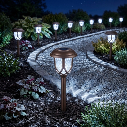 Pack Of 10 Solar Pathway Lights For Outdoor Garden