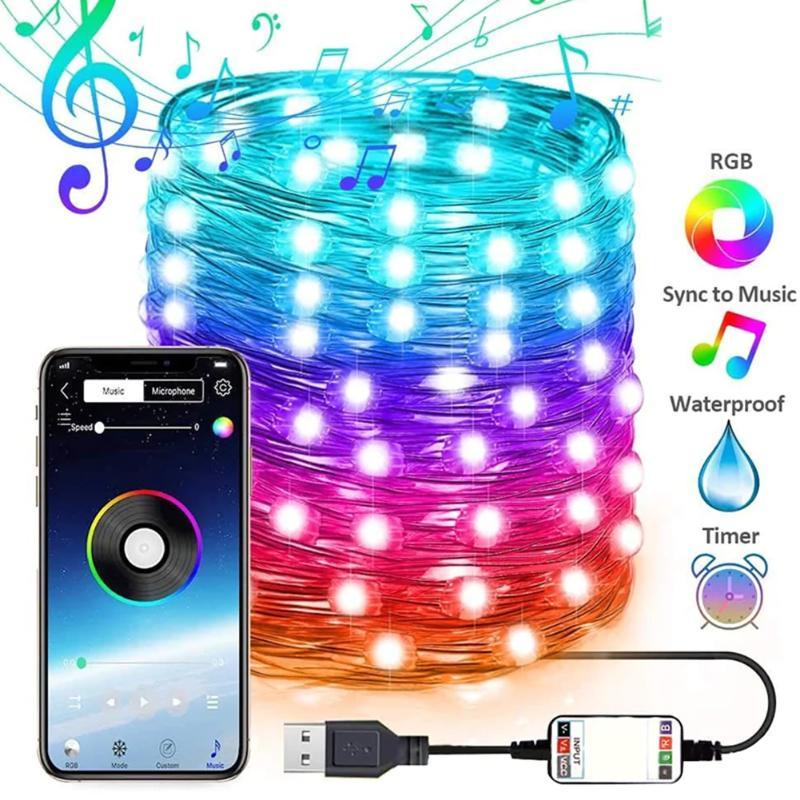 LED Christmas Tree Lights – Smart Music Sync Holiday Decor-Solar Wind LED Chime