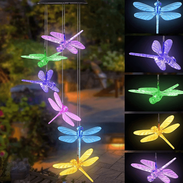 Dragonfly Wind Chime – Weatherproof Outdoor Decoration-Solar Wind LED Chime