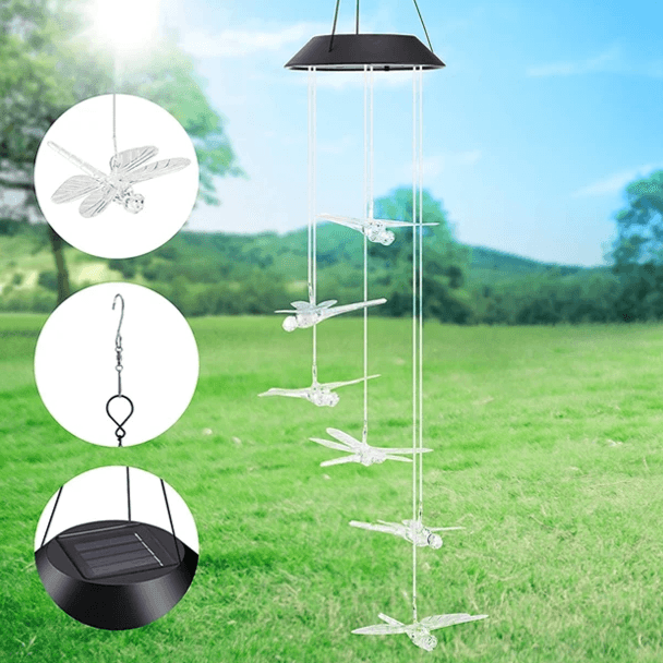 Dragonfly Wind Chime – Weatherproof Outdoor Decoration-Solar Wind LED Chime