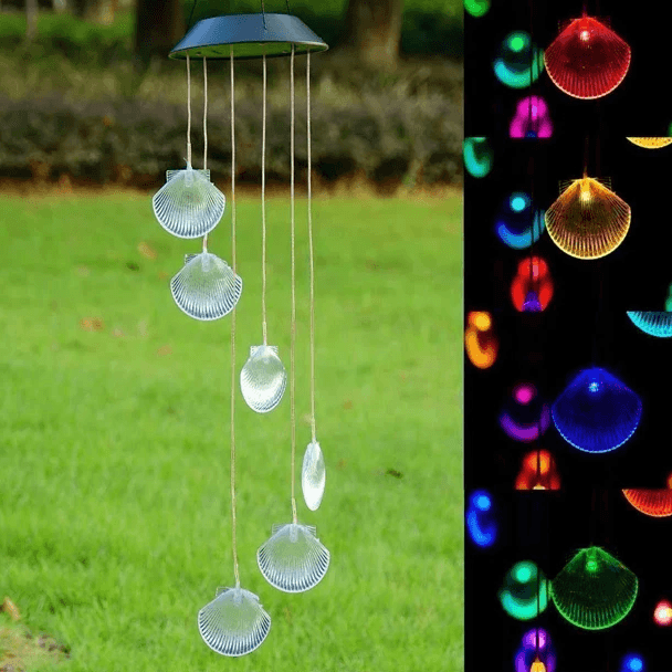 Seashell Solar Wind Chimes-Solar Wind LED Chime