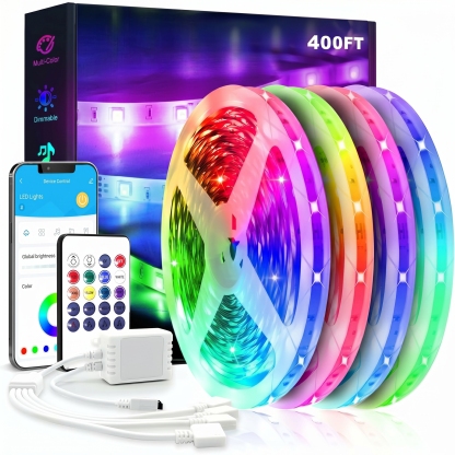 100FT RGB LED Strip Lights With APP Control Remote And Music Sync For Party Room Decor
