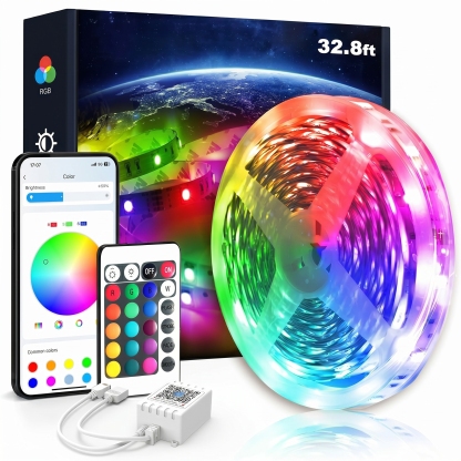 100FT RGB LED Strip Lights With APP Control Remote And Music Sync For Party Room Decor