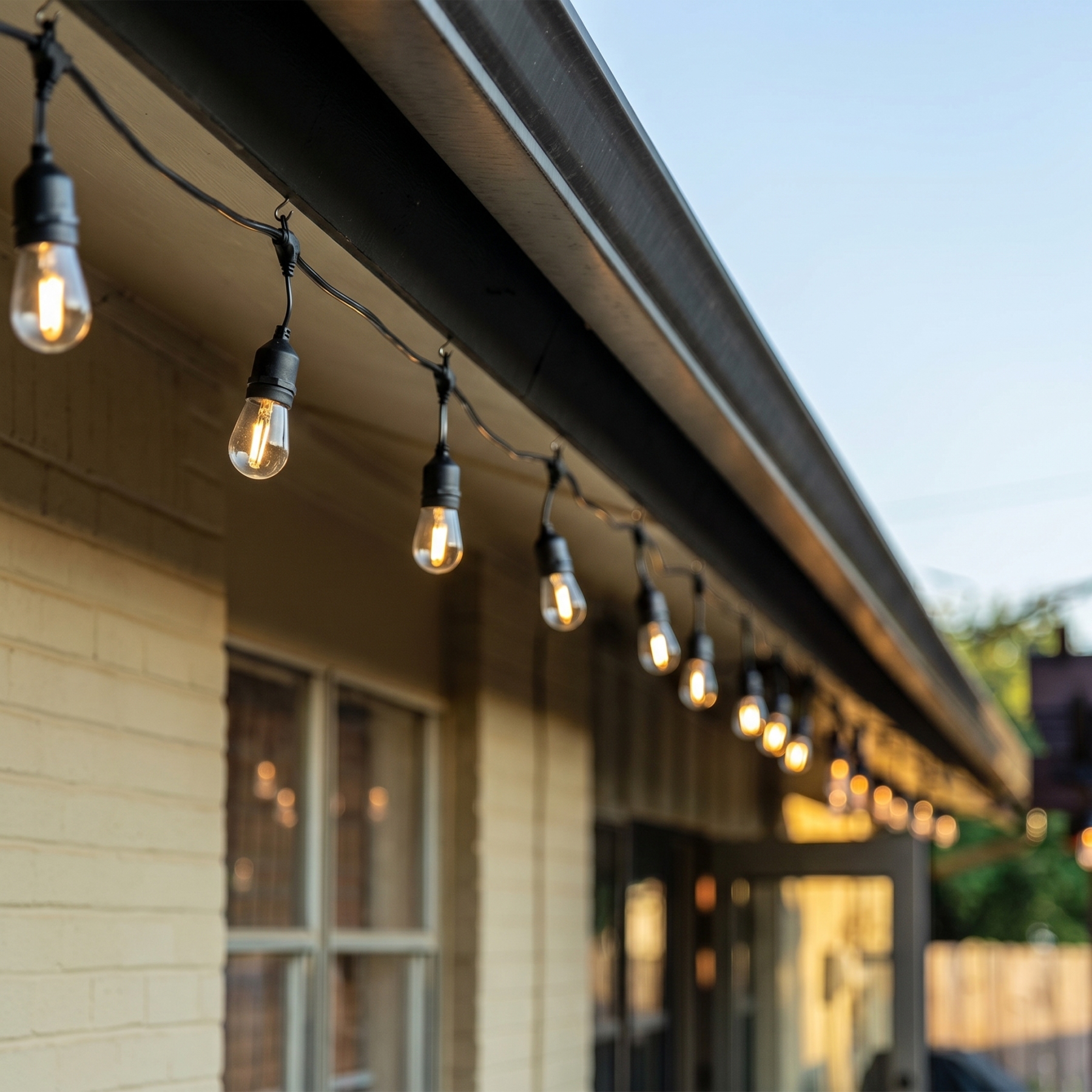 Outdoor LED Cafe String Lights With 24 Bulbs For Patio And Backyard