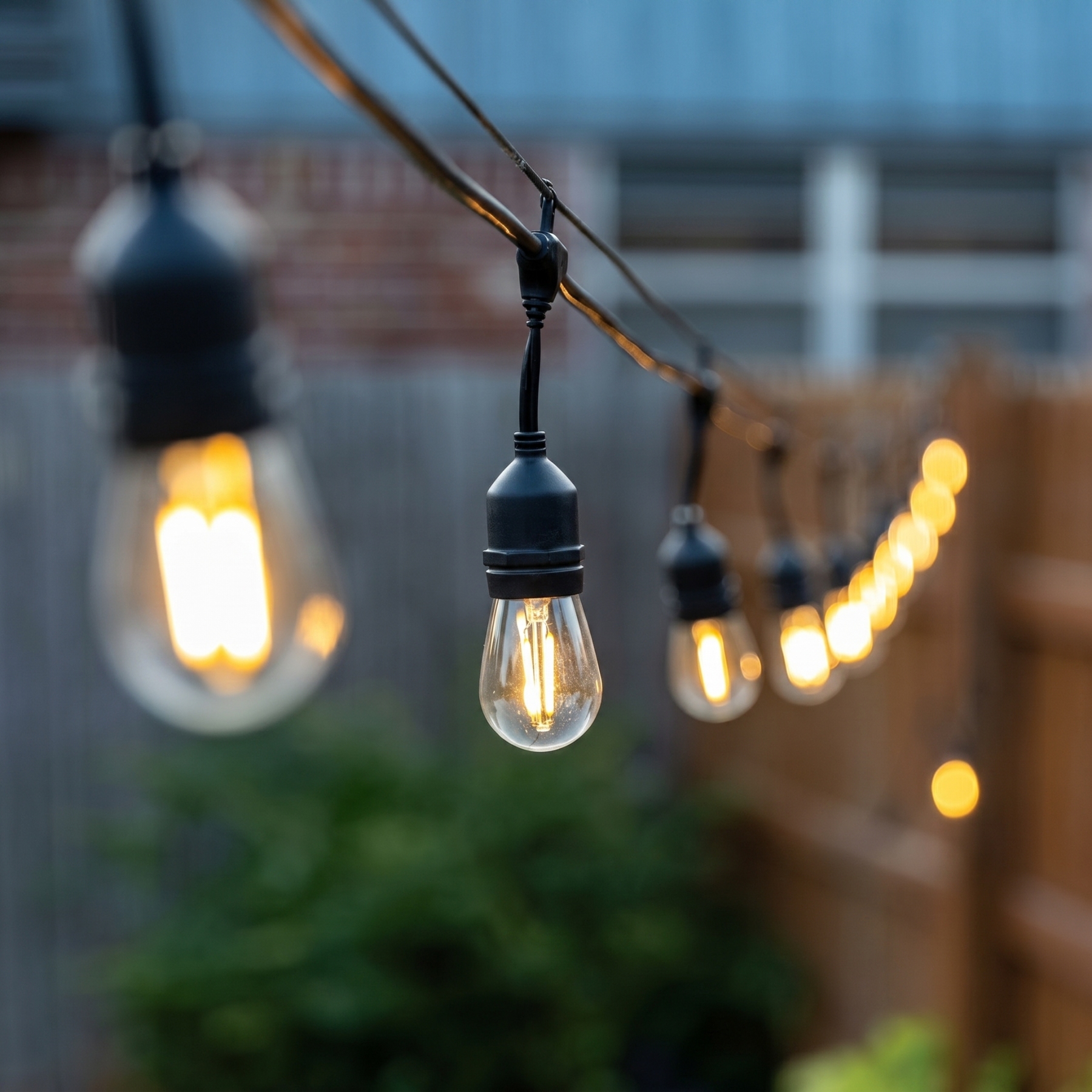 Outdoor LED Cafe String Lights With 24 Bulbs For Patio And Backyard