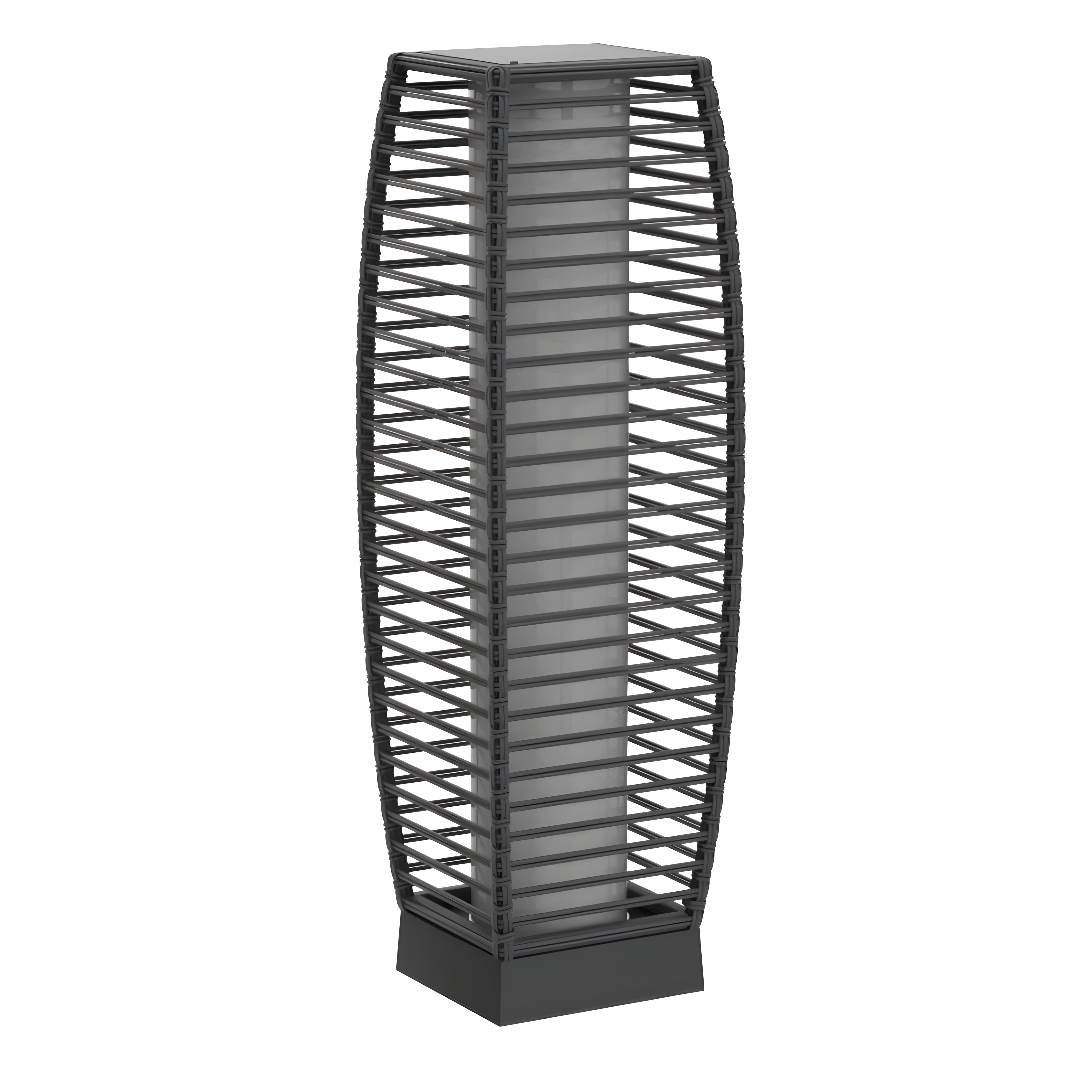 Outdoor Solar Powered Floor Lamp with Wicker Lantern Design for Garden and Porch Decor