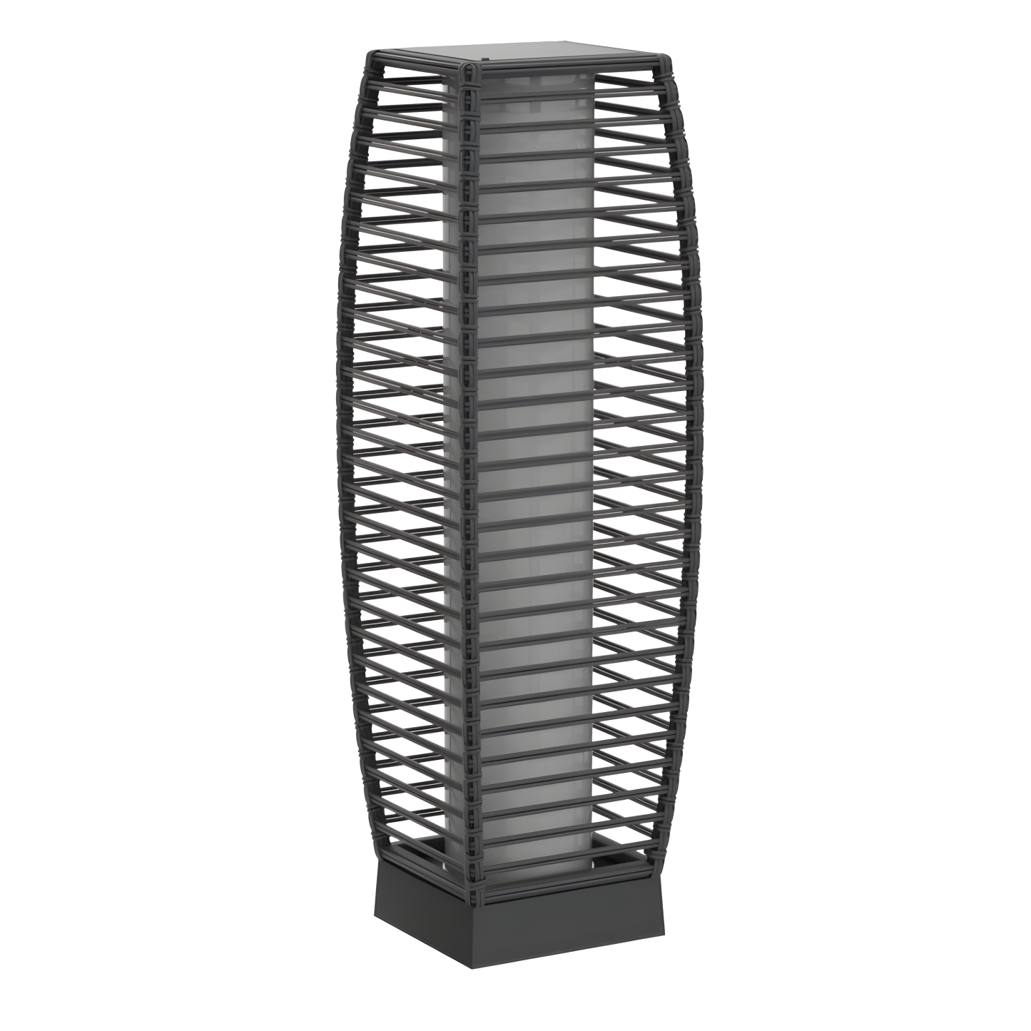 Outdoor Solar Powered Floor Lamp with Wicker Lantern Design for Garden and Porch Decor