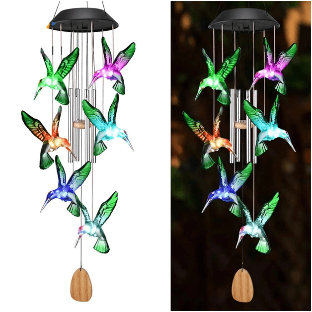 LED Hummingbird Solar Wind Chime – Color Changing Outdoor Decor-Solar Wind LED Chime