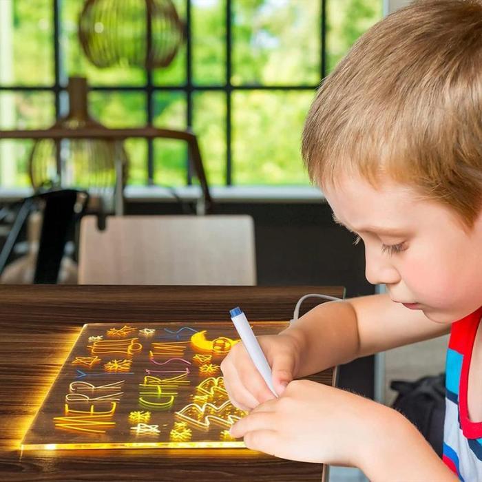 Kids LED Note Board – 7 Color Pens for Creative Learning and Planning-Solar Wind LED Chime