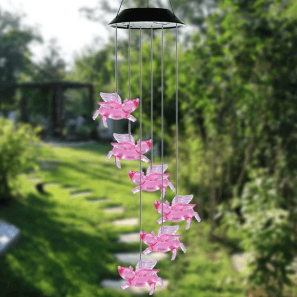 Pigs Solar Wind Chime – Colorful LED Lights for Outdoor Decor-Solar Wind LED Chime