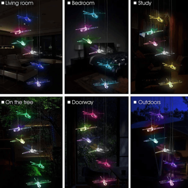 Dragonfly Wind Chime – Weatherproof Outdoor Decoration-Solar Wind LED Chime