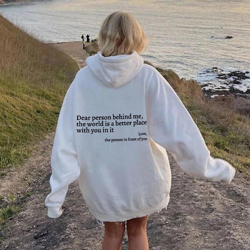 Dear Person Message Printed Hoodie For Women