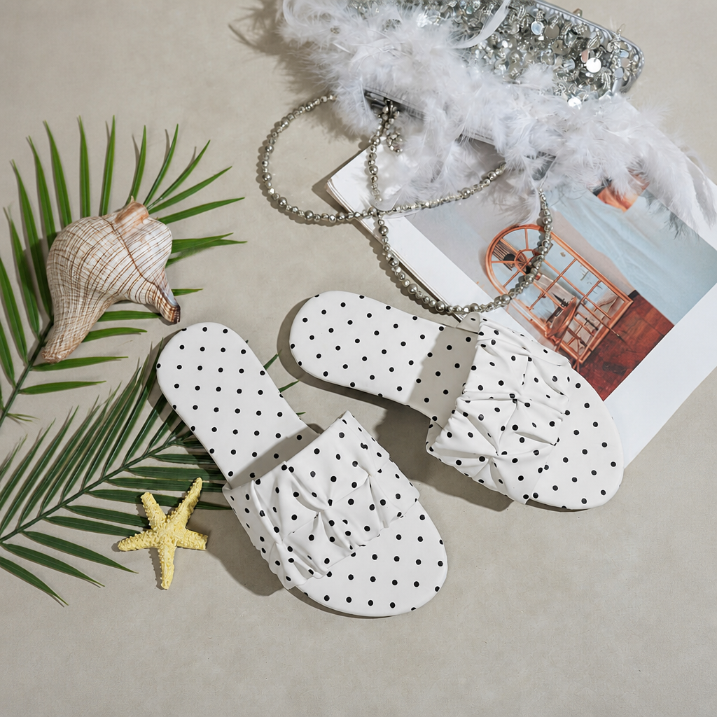 Big Bow Flat Slip On Slippers with Lightweight Design for Women