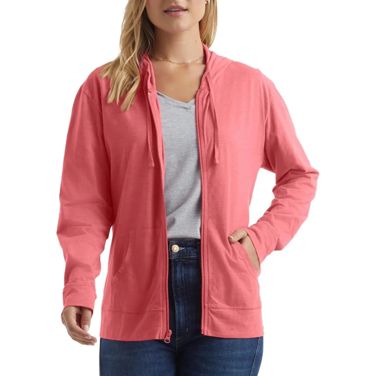 Casual Lightweight Full Zip Hoodie For Women